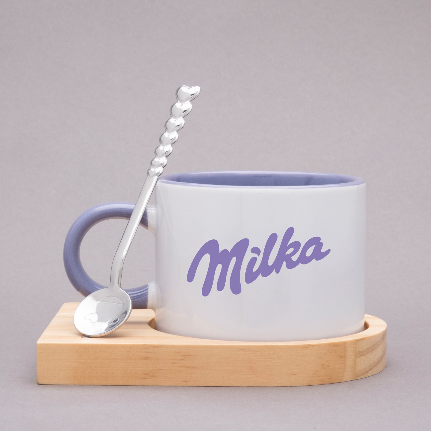 Adana Lila Ahşap Kaşık Nescafe Fincan